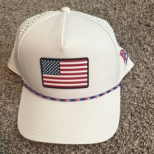 White American Flag Baseball Cap Branded Bill